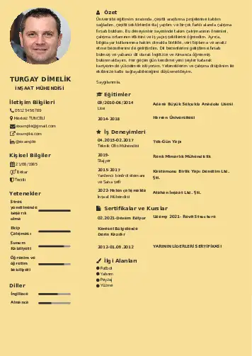 İnşaat Mühendisi Cv Örnekleri cv indir